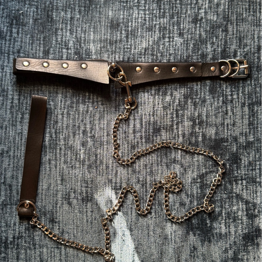 Faux leather collar and leash